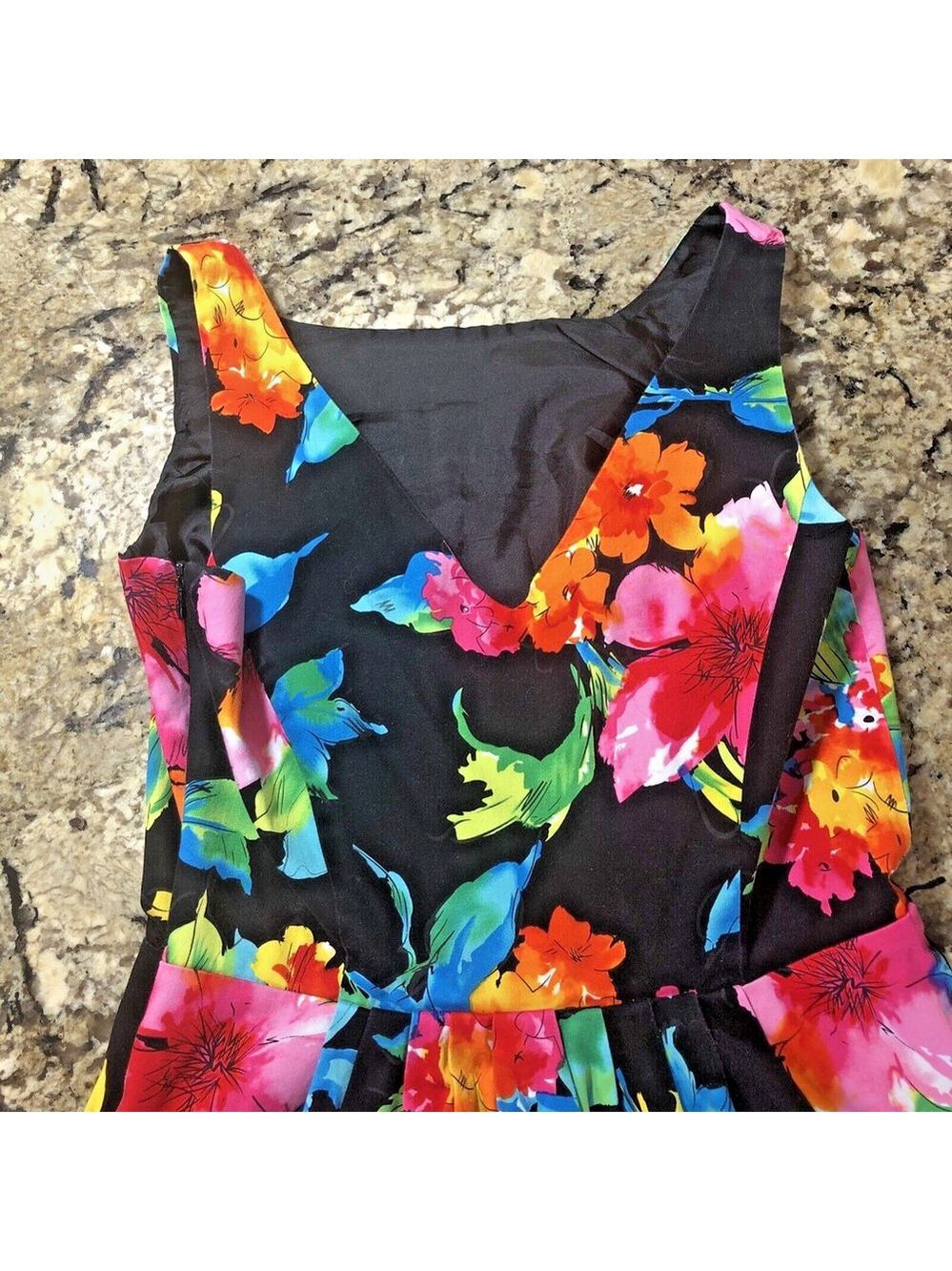 Size 6 Denver Hayes Womens Dress Black Bright Floral Fun Keen Length Nice Colors - Picture 10 of 11